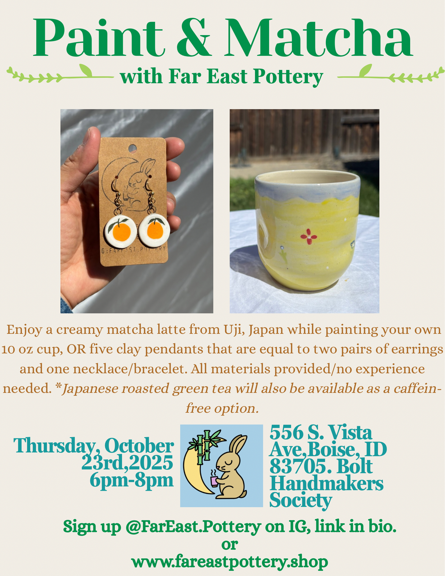 October 23rd Paint & Matcha at Bolt Handmakers Society