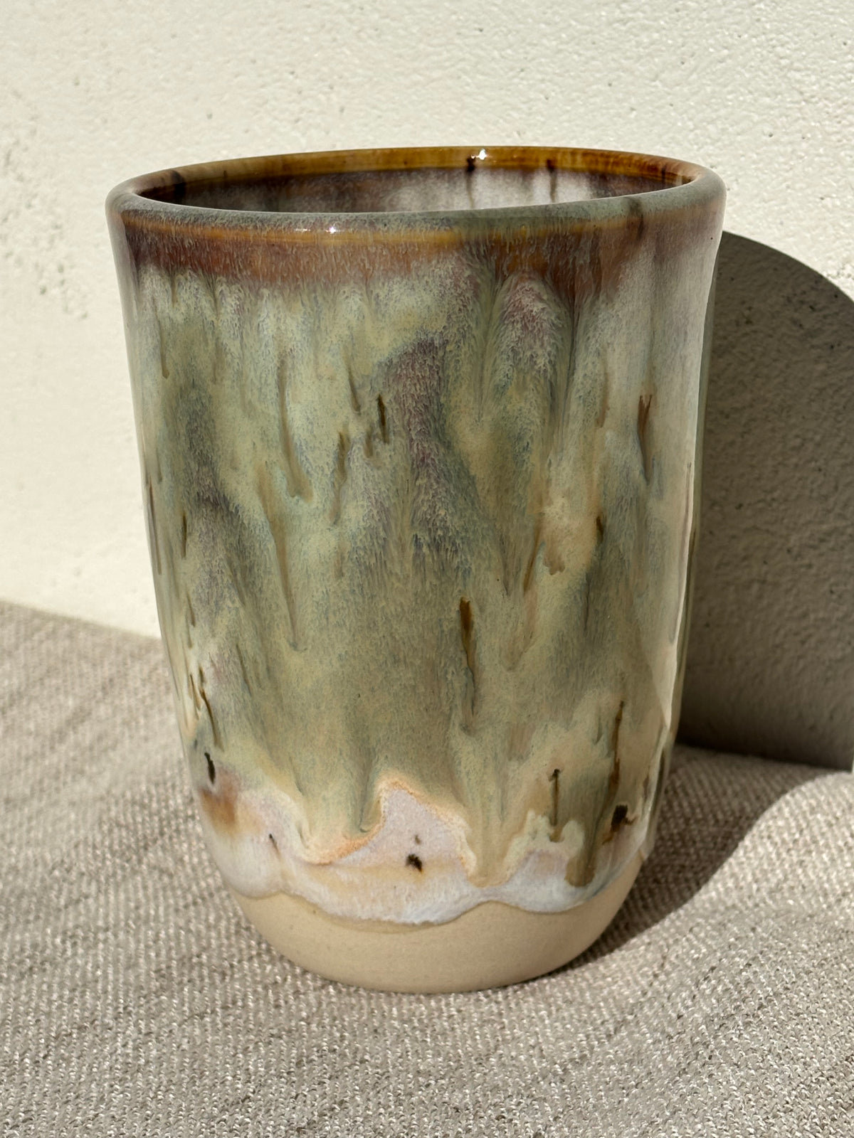 Tumbler in Matcha Parfait glaze, 8oz and 12oz