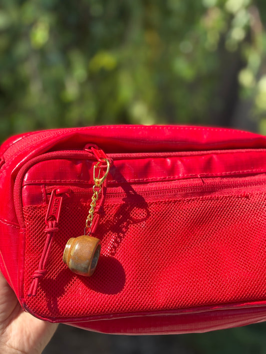 Tea Bowl Charm in Vintage Brown