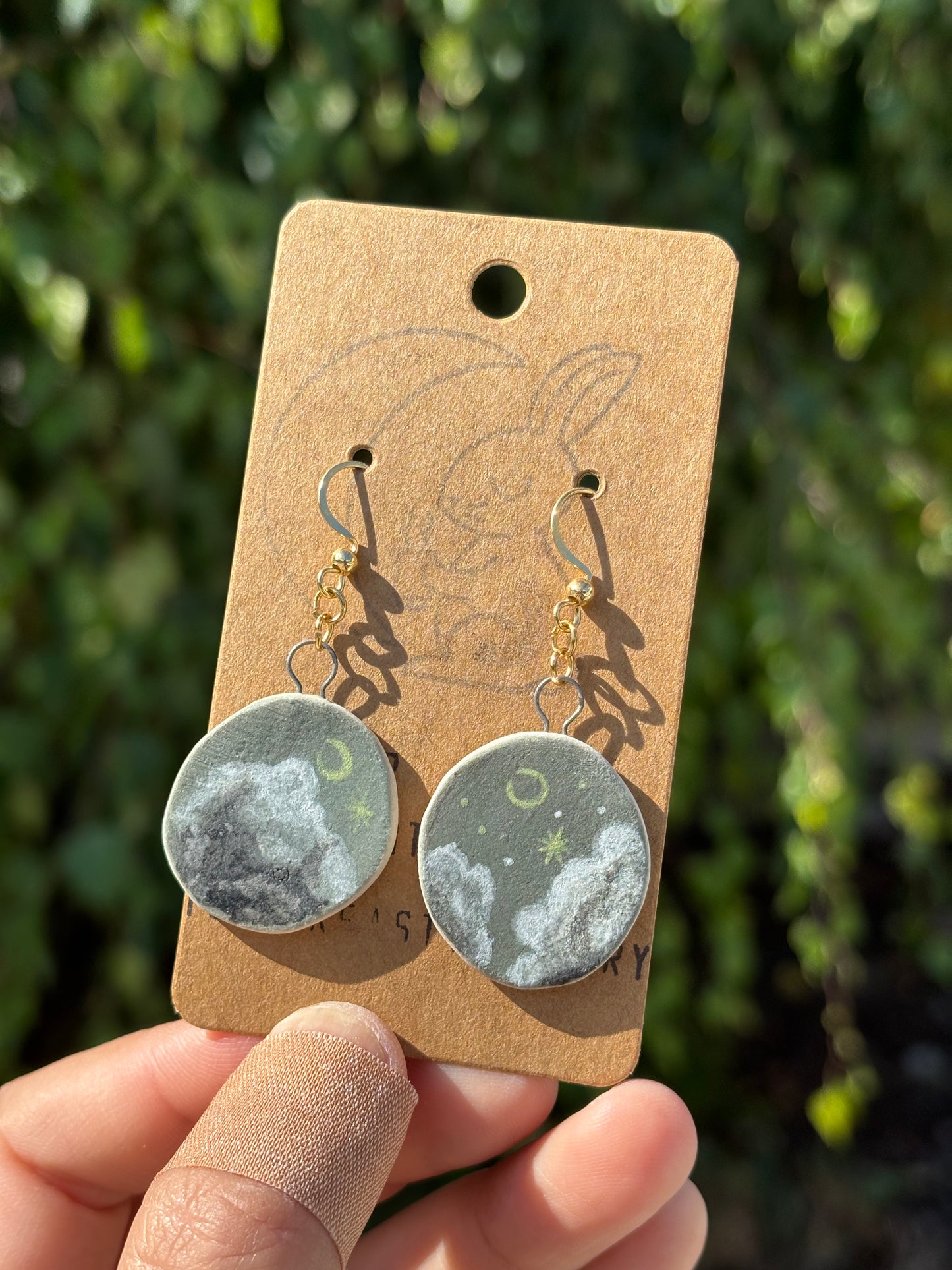 Moody Clouds Midnight Moon Earrings
