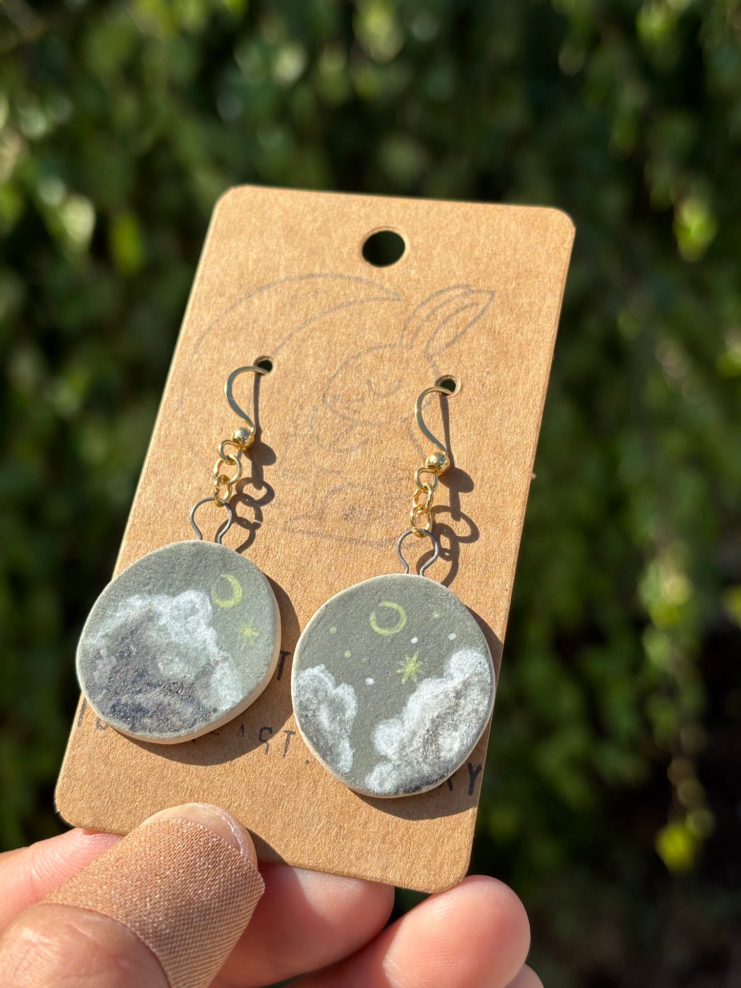 Moody Clouds Midnight Moon Earrings