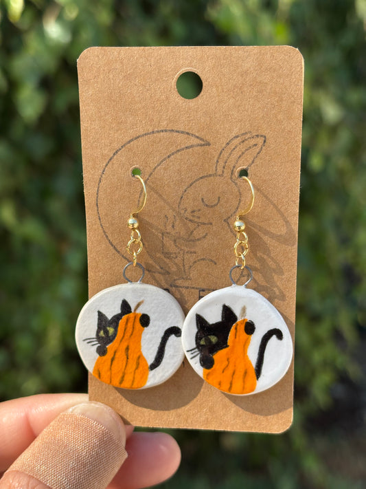 Black Kitty peeking earrings