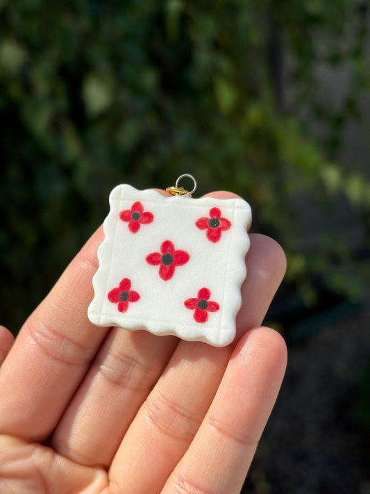 Hand Painted Floral Tile Charm