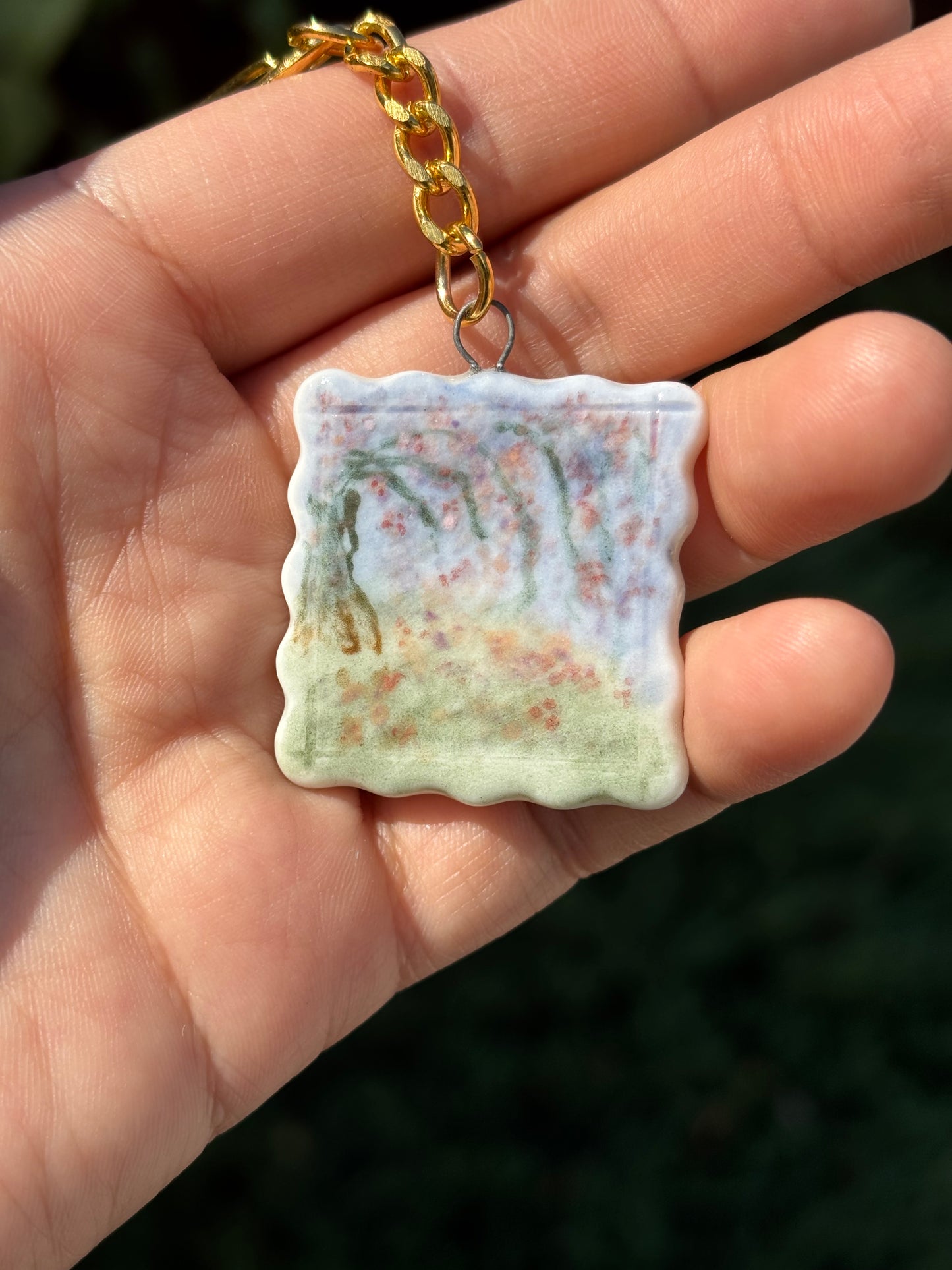 Hand Painted Cherry Blossom Tile Charm