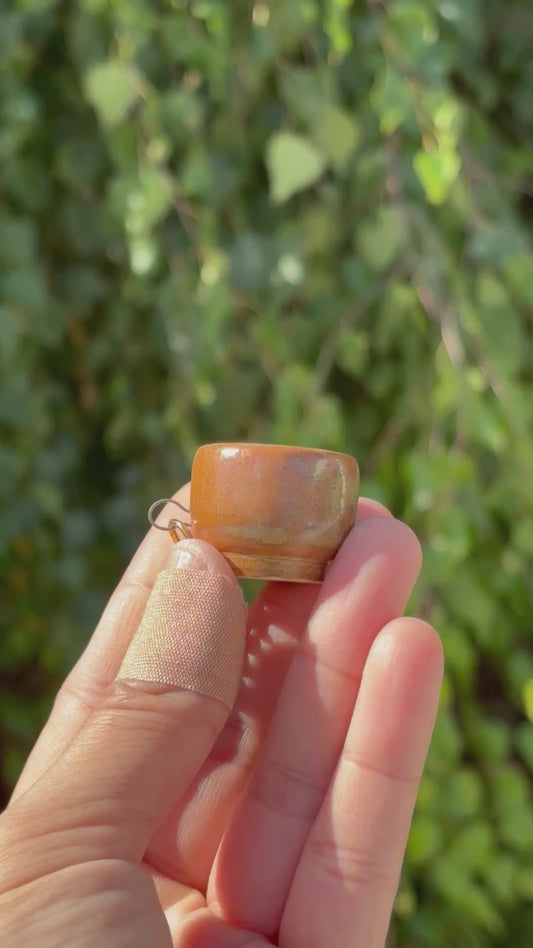 Tea Bowl Charm in Vintage Brown