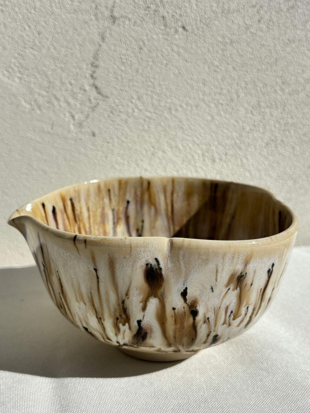 Flower shaped matcha bowl and tea cup in Astral Drift