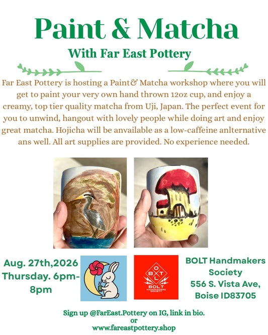 Thursay, August 27th, 2026 Paint& Matcha at Bolt Handmakers Society