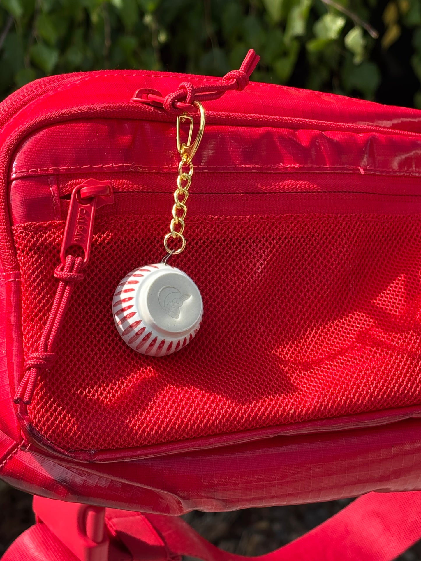 Tea Bowl Charm with Red Stripes