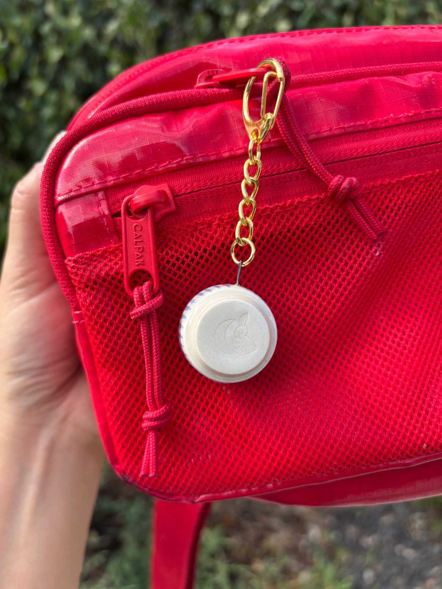 Tea Bowl Charm with blue stripes