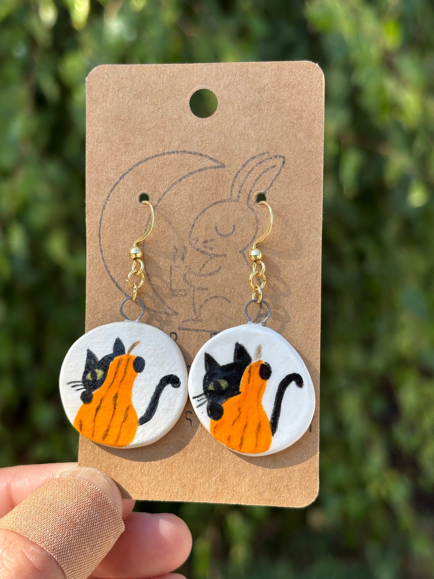 Black Kitty peeking earrings