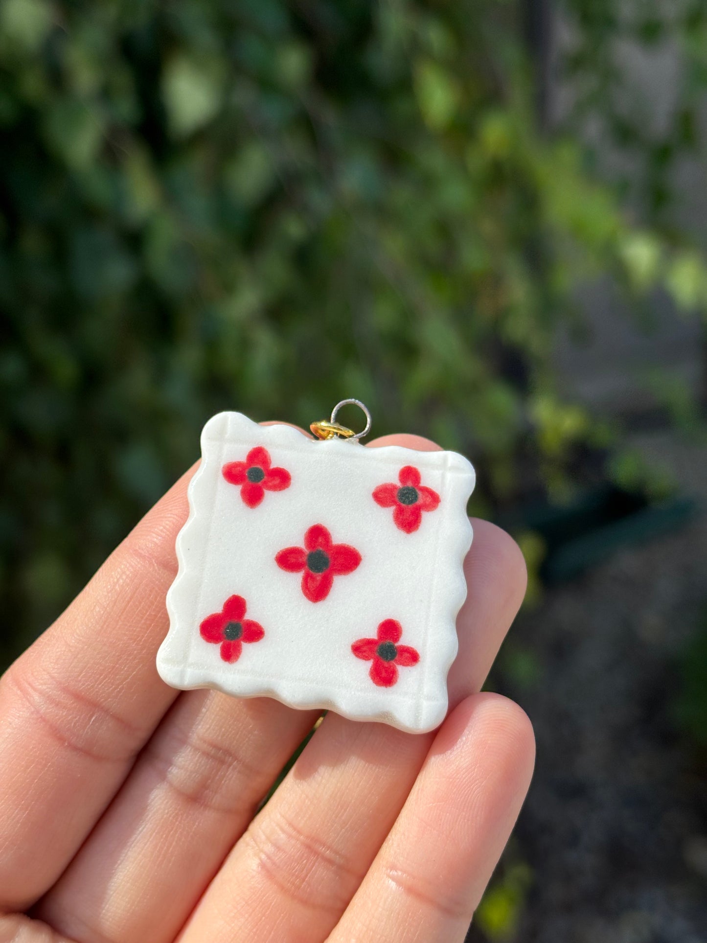 Hand Painted Floral Tile Charm
