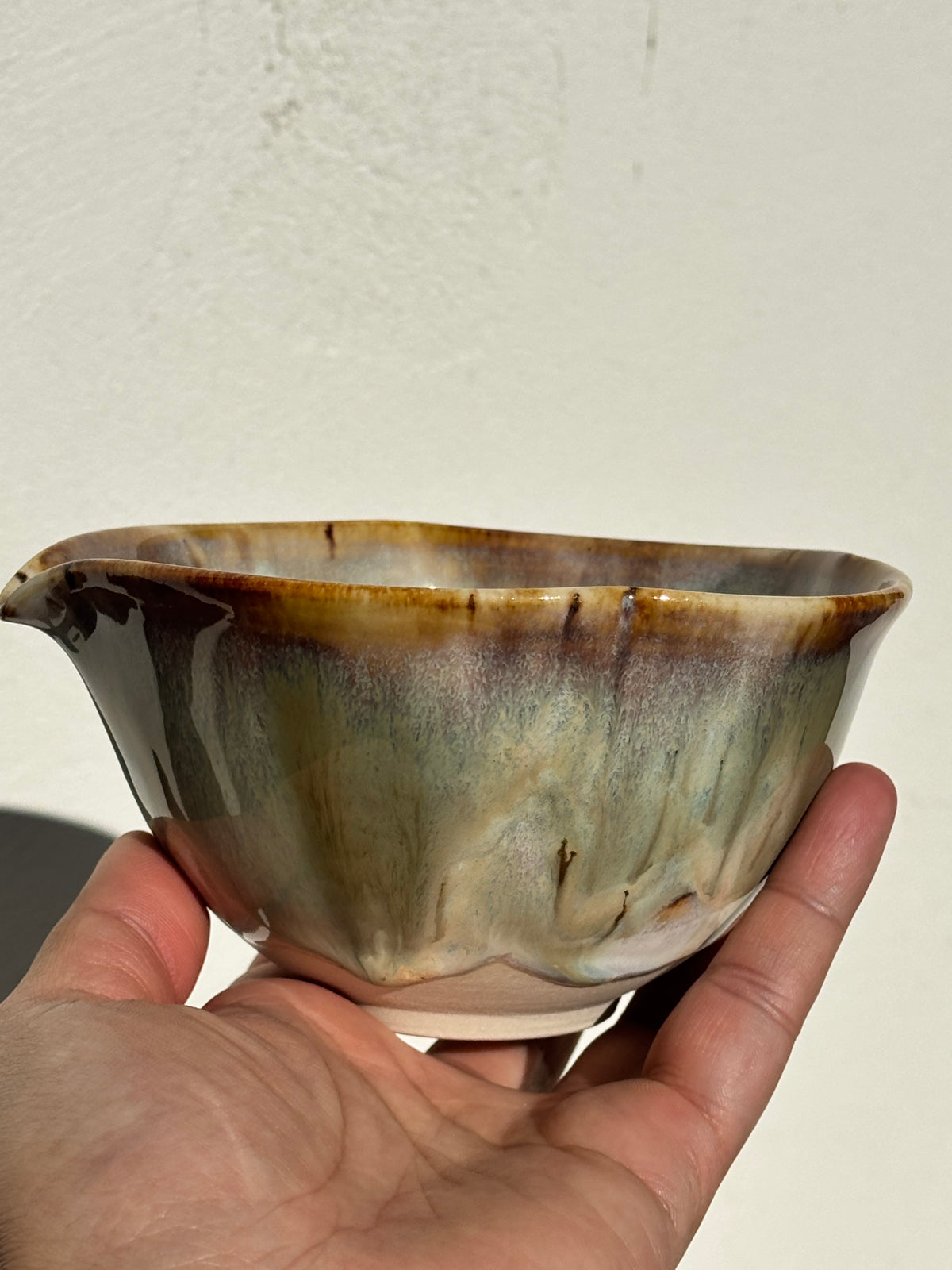 Flower shaped Matcha Bowl and cup in Matcha Parfait Glaze